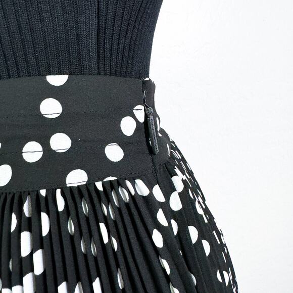 Karl Lagerfeld Polka Dot Pleated Circle A-Line Knee Length Skirt Black Sz 4 NWT - Picture 6 of 11